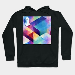 Cute Halloween Ghosts Geometric Watercolor Adorable Hoodie